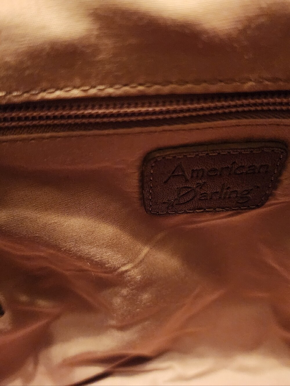 American Darling Brown Haircalf Tote with Tooled Leather Trim - Picture 16 of 16